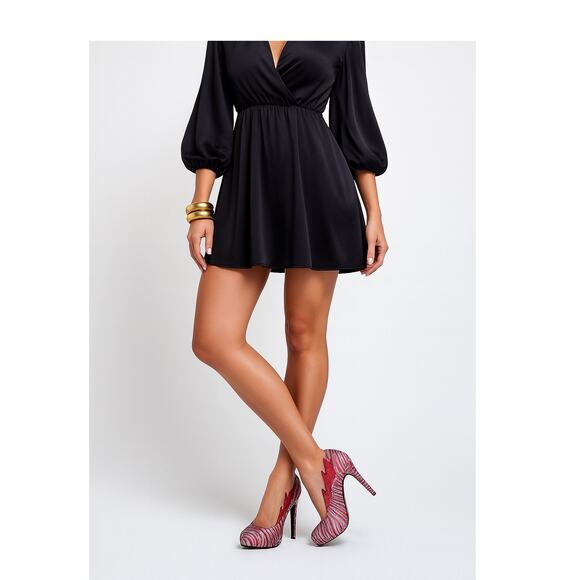 Wild Diva Red Silver Glitter Zebra Print Platform Stiletto Heels 5 Pumps Shoes - Picture 1 of 10